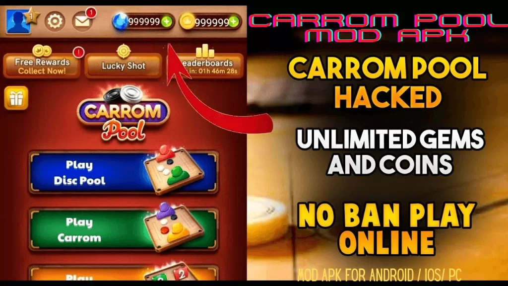 Carrom Pool MOD APK. Unlimited Gems and Coins, No Ban